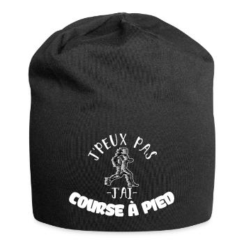 J'peux pas j'ai course à pied. Humour sport - Bonnet en jersey - noir - Devant