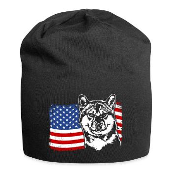 Shiba Inu Amérique Flag Chien Chiens Wilsigns - Bonnet en jersey - noir - Devant