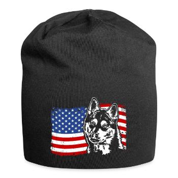Siberian Husky Amerika Fahne Hund Hunde Wilsigns - Jersey-Beanie - Schwarz - Vorne
