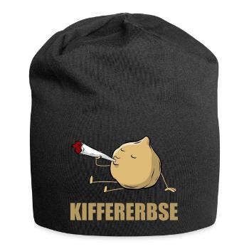 Kiffererbse - Kichererbse Wortspiel - Cartoon - Jersey-Beanie - Schwarz - Vorne