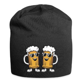 Zwei lustige Bierkrüge mit Sonnenbrille Bier - Jersey-Beanie - Schwarz - Vorne