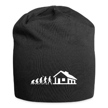 Evolution - Bauherr - Haus - bauen - EFH - Jersey-Beanie - Schwarz - Vorne