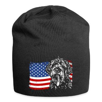 Korthals Griffon Amérique Flag Chien Chiens Wilsigns - Bonnet en jersey - noir - Devant