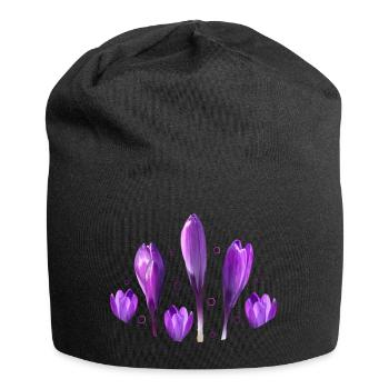 Crocus, Printemps, Signes Annonciateurs du Printemps - Bonnet en jersey - noir - Devant