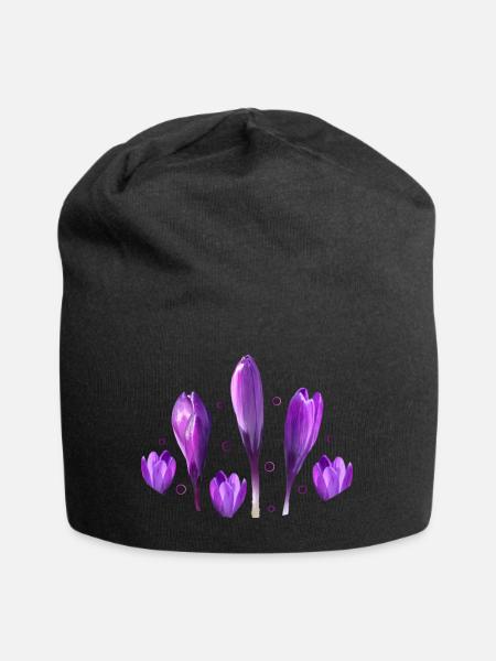Krokusse Frühling Frühlingsboten - Jersey-Beanie - Schwarz
