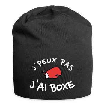 J'peux pas j'ai boxe. Humour boxe. Boxeur - Bonnet en jersey - noir - Devant