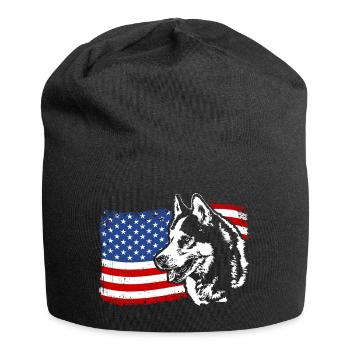Siberian Husky America Flag Dog Dogs Wilsigns - Jersey Beanie - black - Front