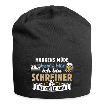 Morgens müde abends blau - Schreiner - Jersey-Beanie - Schwarz - Vorne
