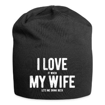 Ich liebe meine Frau - Bier trinken - Geschenk - Jersey-Beanie - Schwarz - Vorne