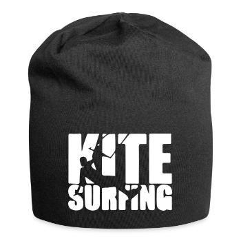 Kite surf funny gift kite surfing kitesurfer - Jersey Beanie - black - Front