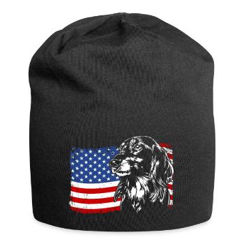Langhaardackel Amerika Fahne Hunde Wilsigns - Jersey-Beanie - Schwarz - Vorne