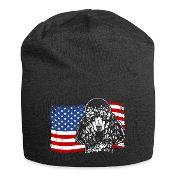 Zwergpudel Amerika Fahne Hunde Wilsigns - Jersey-Beanie - Anthrazit - Vorne