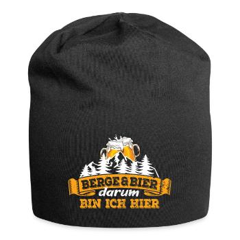 Berge & Bier - darum bin ich hier - Wandern - Jersey-Beanie - Schwarz - Vorne