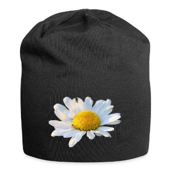 Margeriten Margerite weiße Blume Gänseblume - Jersey-Beanie - Schwarz - Vorne