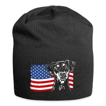 Deutscher Pinscher Amerika Fahne Hunde Wilsigns - Jersey-Beanie - Schwarz - Vorne