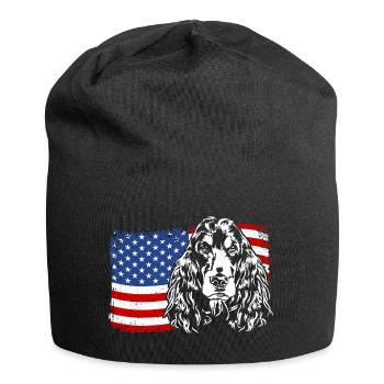 Cocker Spaniel Amerika Fahne Hunde Wilsigns - Jersey-Beanie - Schwarz - Vorne