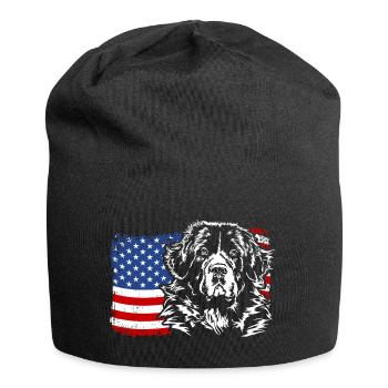 Landseer America Flag Dog Dogs Wilsigns - Jersey Beanie - black - Front