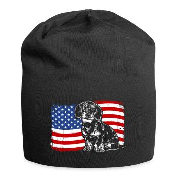 teckel à poil dur amérique flag chiens chiens wilsigns - Bonnet en jersey - noir - Devant
