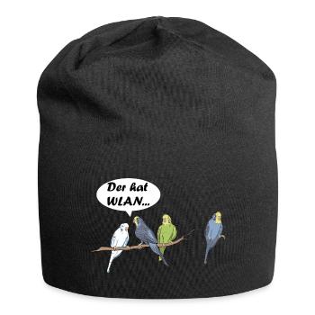 Der hat wlan Wellensittich lustige Sprüche Tiere - Jersey-Beanie - Schwarz - Vorne