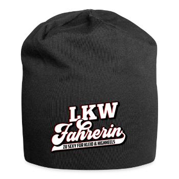 Farbe änderbar | Sexy Truckerin LKW Fahrerin - Jersey-Beanie - Schwarz - Vorne