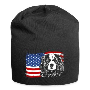 Cavalier King Charles Spaniel America Flag Dogs - Jersey Beanie - black - Front