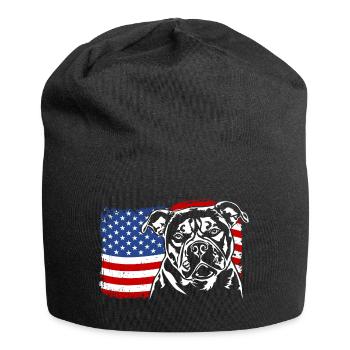 Old English Bulldog America Flag Dogs Wilsigns - Jersey Beanie - black - Front