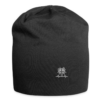 Heartbeat Cross Flowers Christian Motif - Jersey Beanie - black - Front