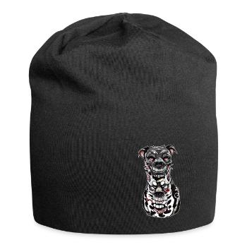 Gloomy Dog Illustration Print - Jersey Beanie - black - Front