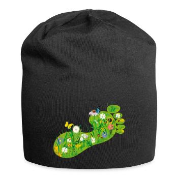 Ökologischer Fußabdruck - Jersey-Beanie - Schwarz - Vorne