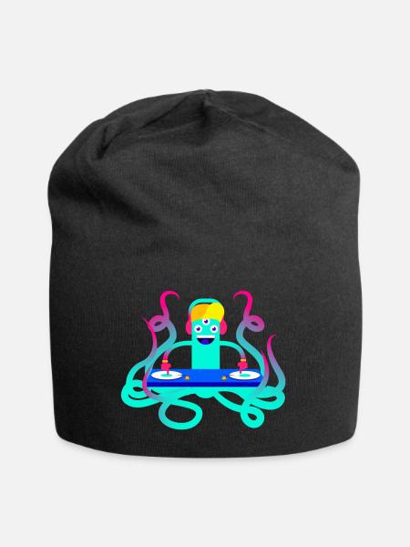 DJ OCTOPUS Funny Comic Shirt Gift - Jersey Beanie - black