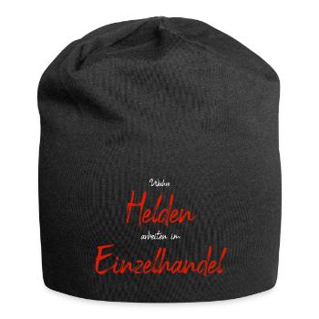 Einzelhandel Arbeit Helden Kollegen Text Spruch - Jersey-Beanie - Schwarz - Vorne