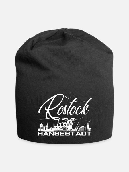Rostock - Hansestadt - Silhouette - Jersey-Beanie - Schwarz