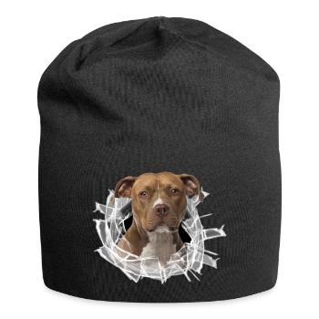 American Staffordshire Terrier *Glas-Loch* - Jersey-Beanie - Schwarz - Vorne