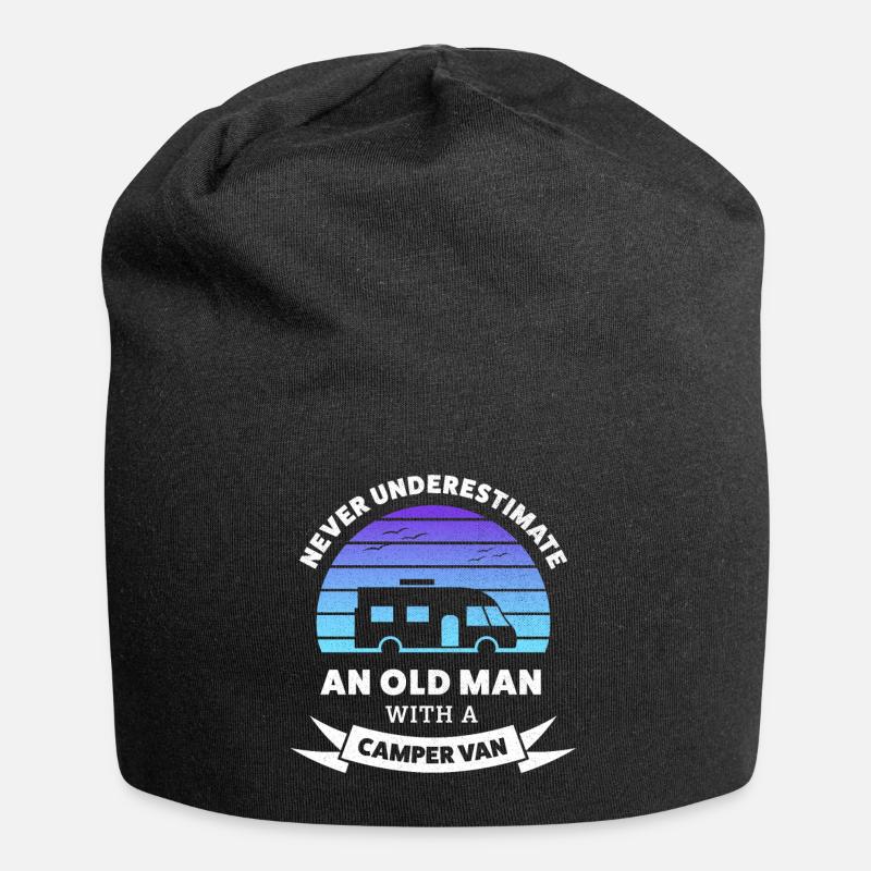 Never Underestimate an old man with a Camper van - Jersey Beanie - black