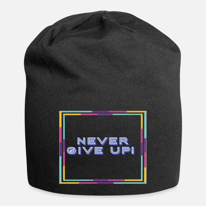 never give up ! - Jersey Beanie - black