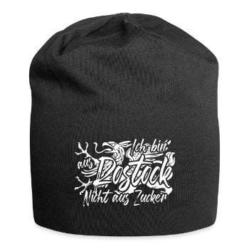 Ich bin aus Rostock nicht aus Zucker - Jersey-Beanie - Schwarz - Vorne