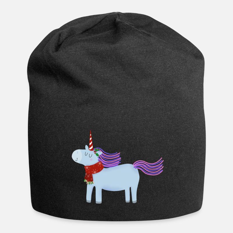 Licorne de Noël avec écharpe - Bonnet en jersey - noir