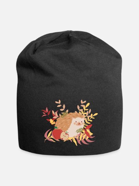 Autumn Hedgehog - Jersey Beanie - black