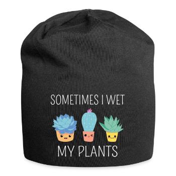 Parfois, je mouille mes plantes II - Bonnet en jersey - noir - Devant