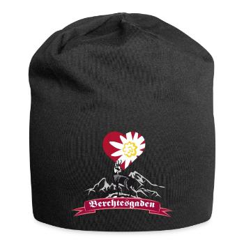 Berchtesgaden Watzmann Gams Herz - Jersey-Beanie - Schwarz - Vorne