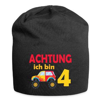 4. Geburtstag Achtung ich bin 4 - Jersey-Beanie - Schwarz - Vorne