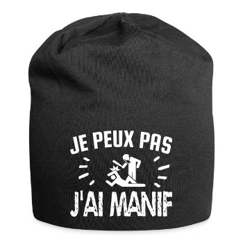 je peux pas j'ai manif - Bonnet en jersey - noir - Devant