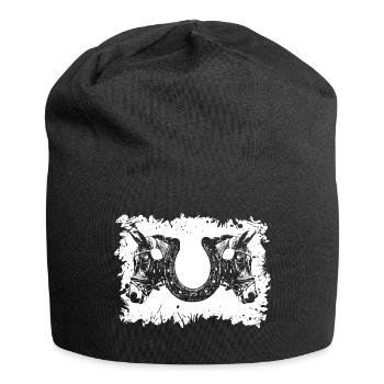 Pferdesport - Hufeisen - Jersey-Beanie - Schwarz - Vorne