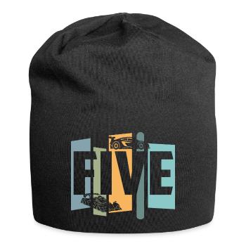 Fünf Jahre alt - Jersey-Beanie - Schwarz - Vorne