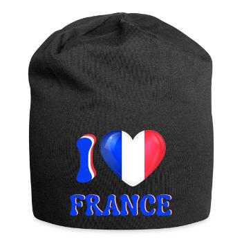 Ich liebe Frankreich Blau Weiß Rot Flagge Herz - Jersey-Beanie - Schwarz - Vorne