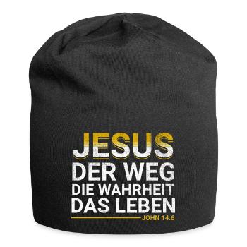 Bibel Vers Jesus der Weg die Wahrheit das Leben - Jersey-Beanie - Schwarz - Vorne