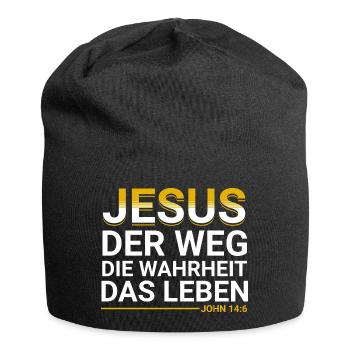 Bibel Vers Jesus der Weg die Wahrheit das Leben - Jersey-Beanie - Schwarz - Vorne