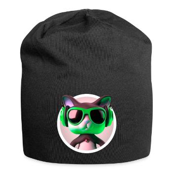 Katze Brille Turntable DJ Disco Club Kopfhörer - Jersey-Beanie - Schwarz - Vorne