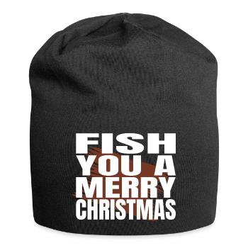 Tournois de pêche Cadeau de Noël mignon - Bonnet en jersey - noir - Devant