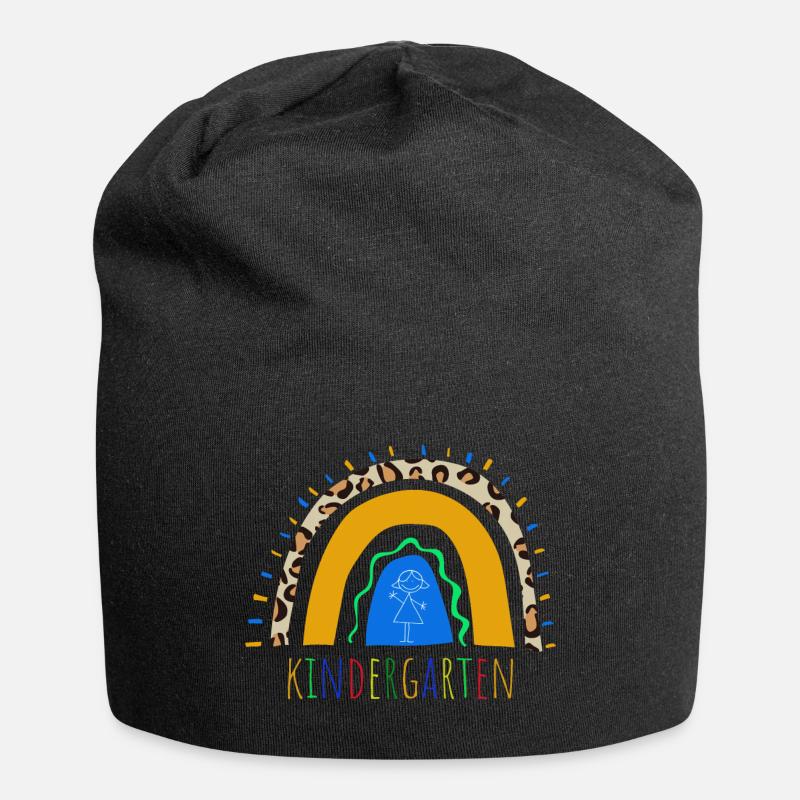 Kindergarten Leopard Regenbogen - Jersey-Beanie - Schwarz